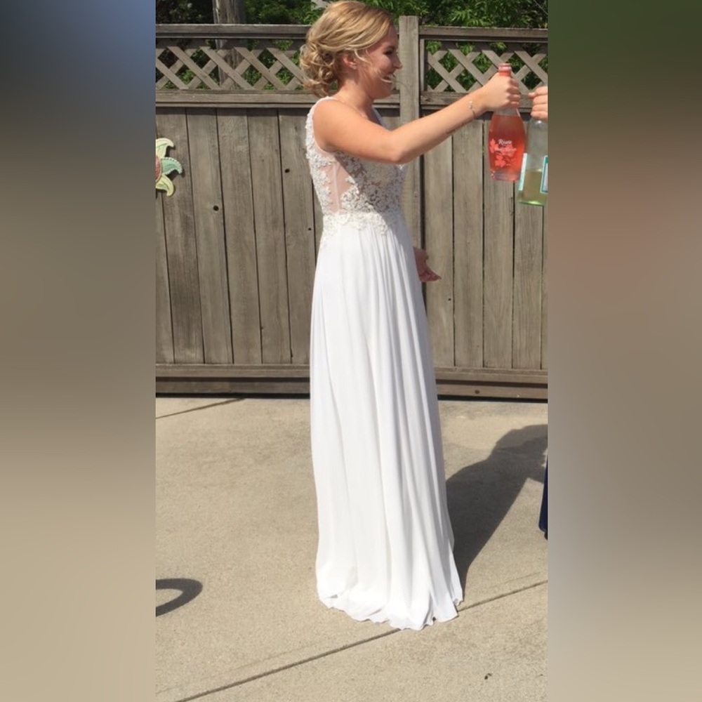 GRAD Dress, Off White Sleeveless Gown for Grad or Bride